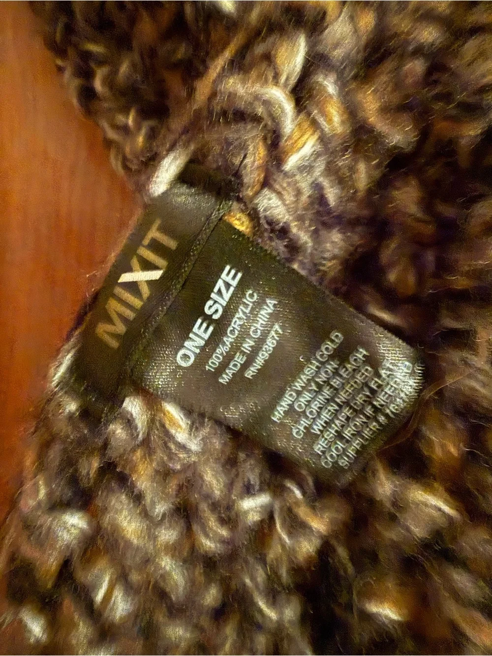 Mixit Faux Fur Knit Scarf in Brown and Gray Blend